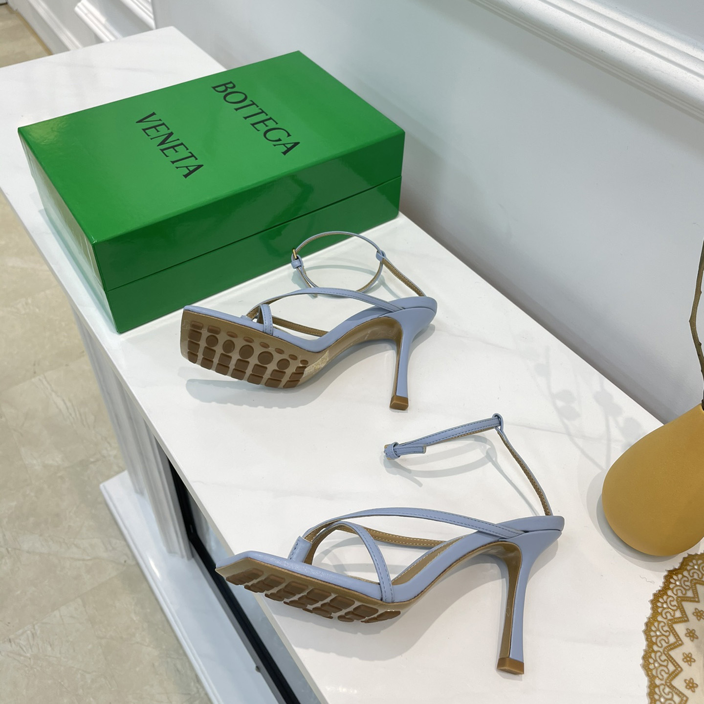 Bottega Veneta Stretch Leather Sandals In Optic White - DopestKickz