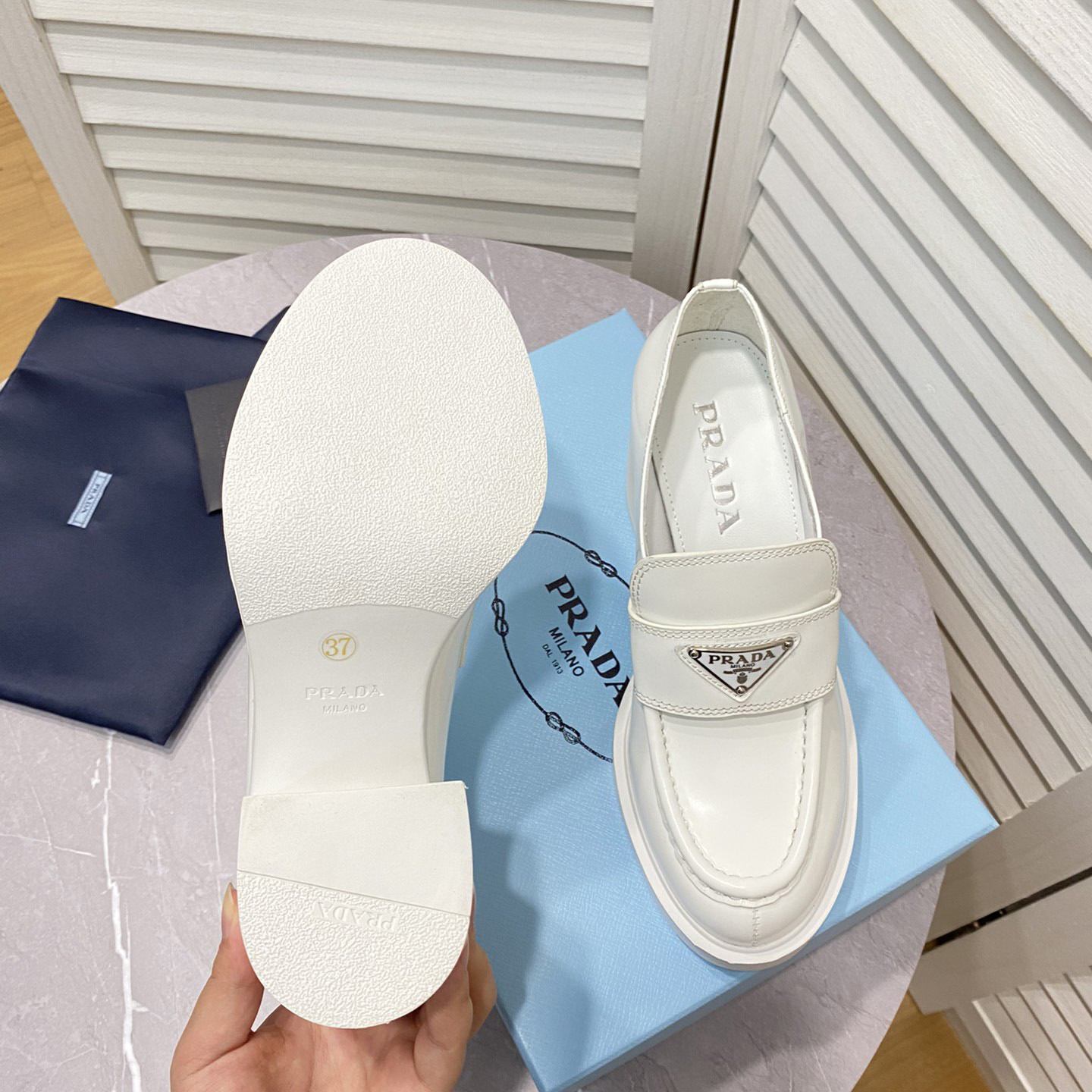 Prada Chocolate High-Heeled Brushed Leather Loafers   - DopestKickz