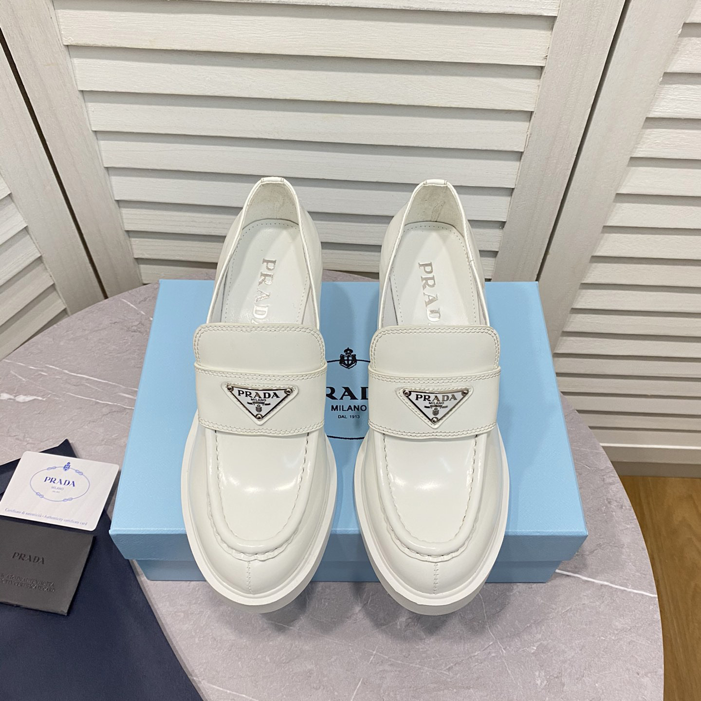 Prada Chocolate High-Heeled Brushed Leather Loafers   - DopestKickz