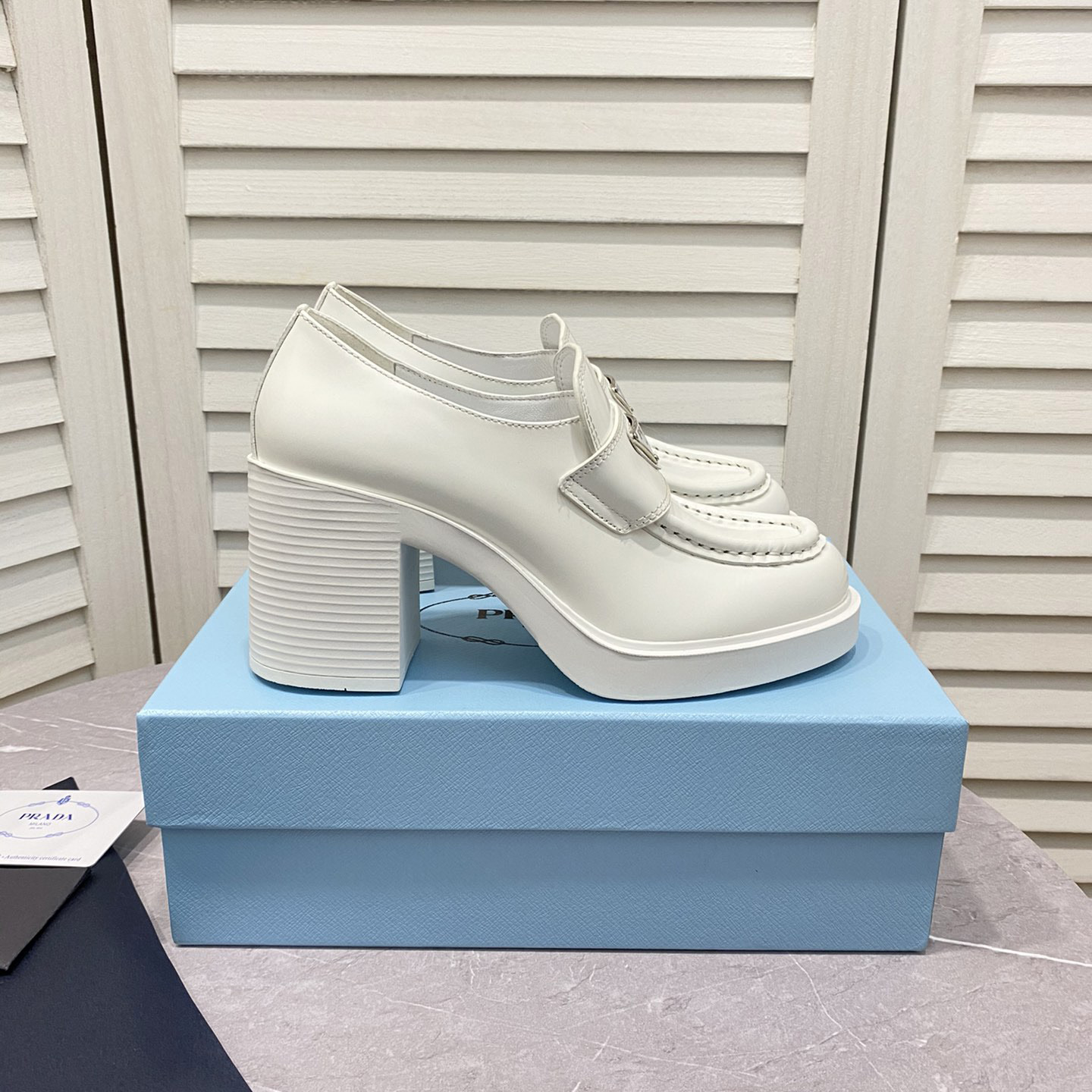 Prada Chocolate High-Heeled Brushed Leather Loafers   - DopestKickz