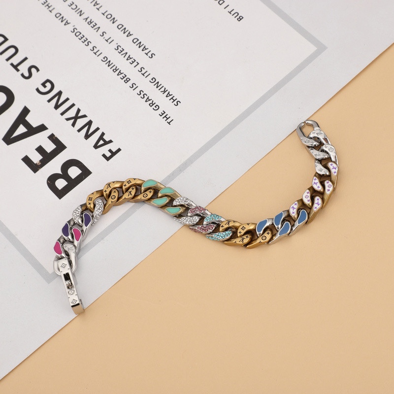 Louis Vuitton Chain Links Patches Bracelet  21cm   mp2683 - DopestKickz