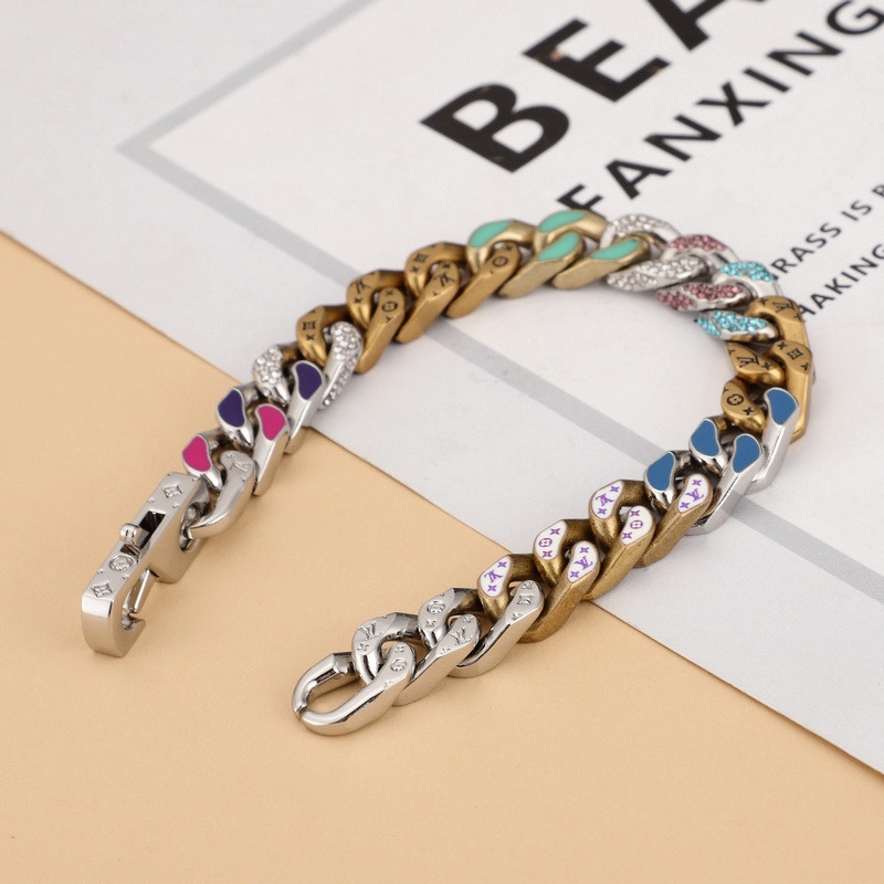 Louis Vuitton Chain Links Patches Bracelet  21cm   mp2683 - DopestKickz