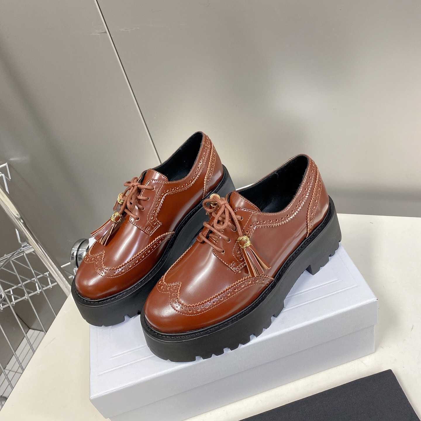 Celine Bulky Brogue Derby In Polished Bull - DopestKickz