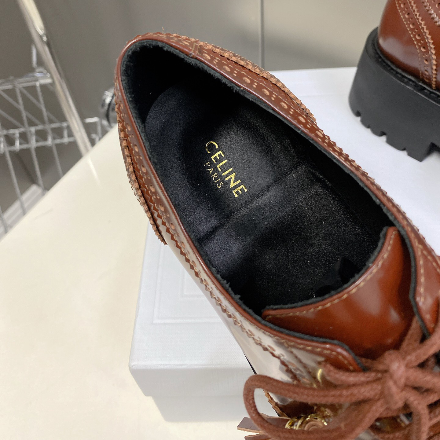 Celine Bulky Brogue Derby In Polished Bull - DopestKickz