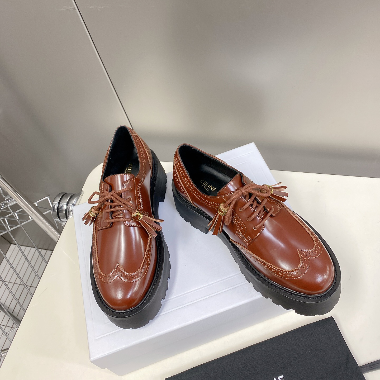 Celine Bulky Brogue Derby In Polished Bull - DopestKickz