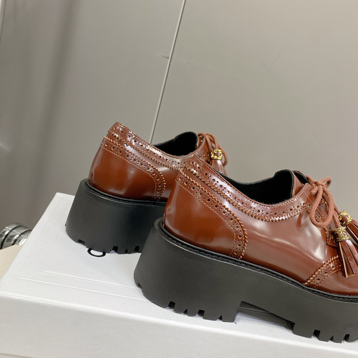 Celine Bulky Brogue Derby In Polished Bull - DopestKickz