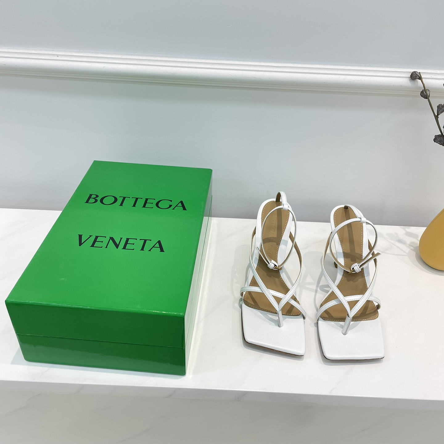 Bottega Veneta Stretch Leather Sandals In Optic White - DopestKickz