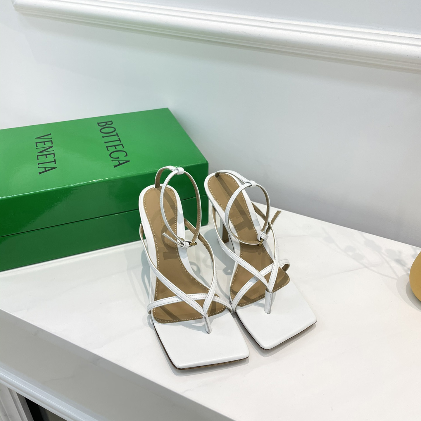 Bottega Veneta Stretch Leather Sandals In Optic White - DopestKickz