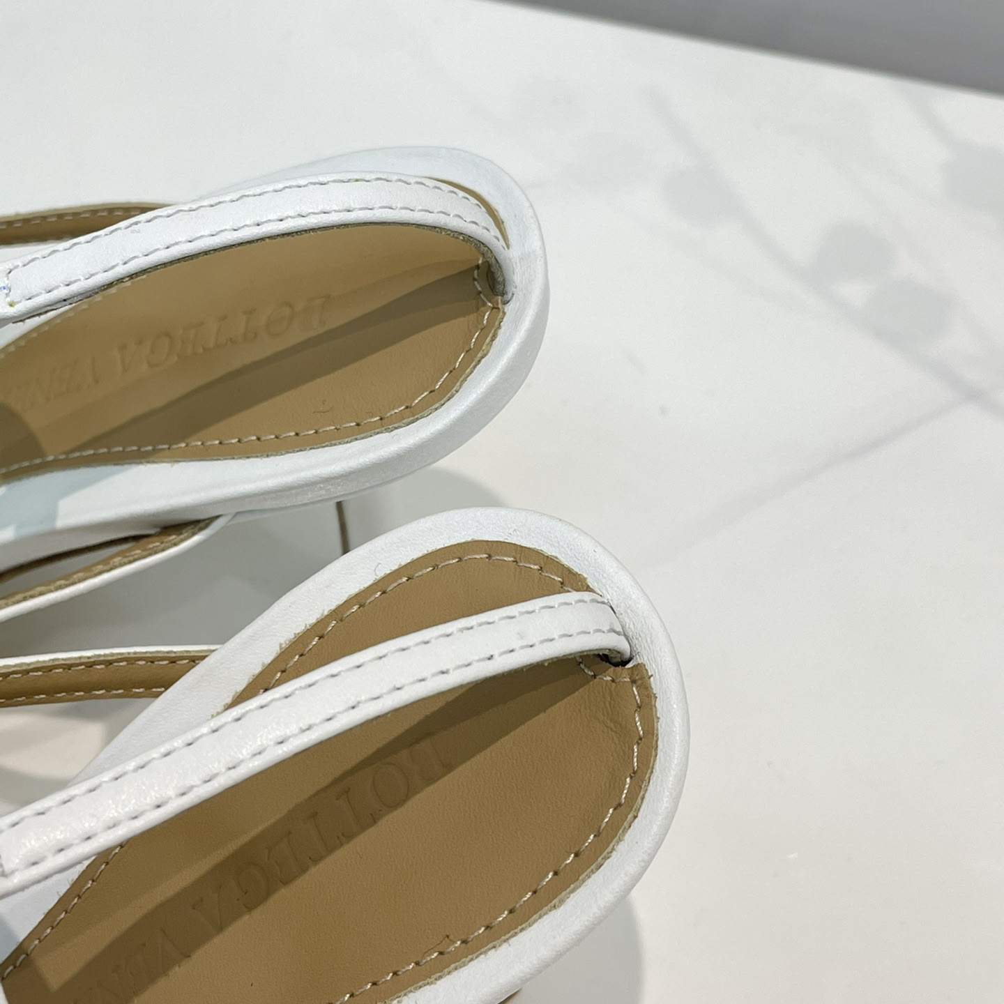 Bottega Veneta Stretch Leather Sandals In Optic White - DopestKickz