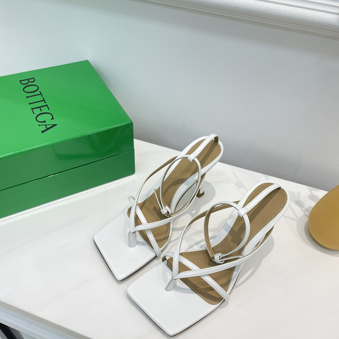 Bottega Veneta Stretch Leather Sandals In Optic White - DopestKickz