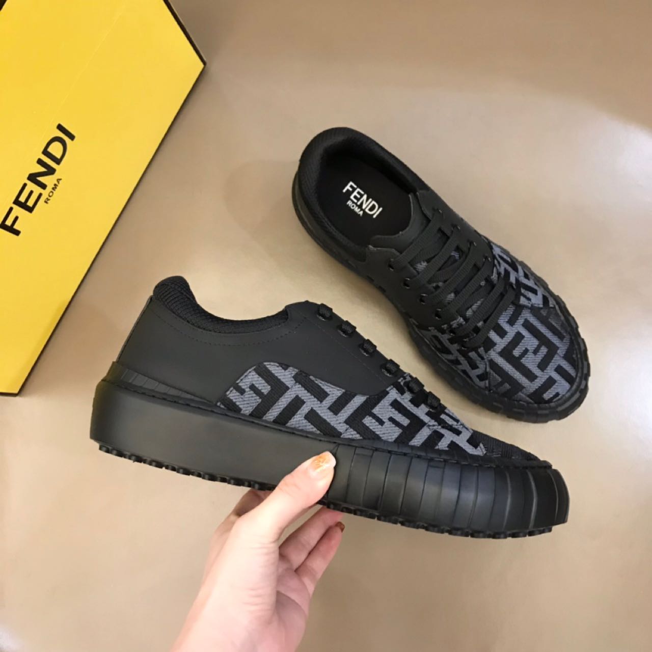 Fendi Force Black fabric low-Tops Sneakers - DopestKickz