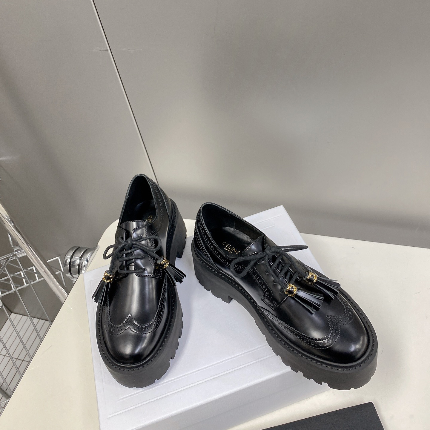 Celine Bulky Brogue Derby In Polished Bull - DopestKickz