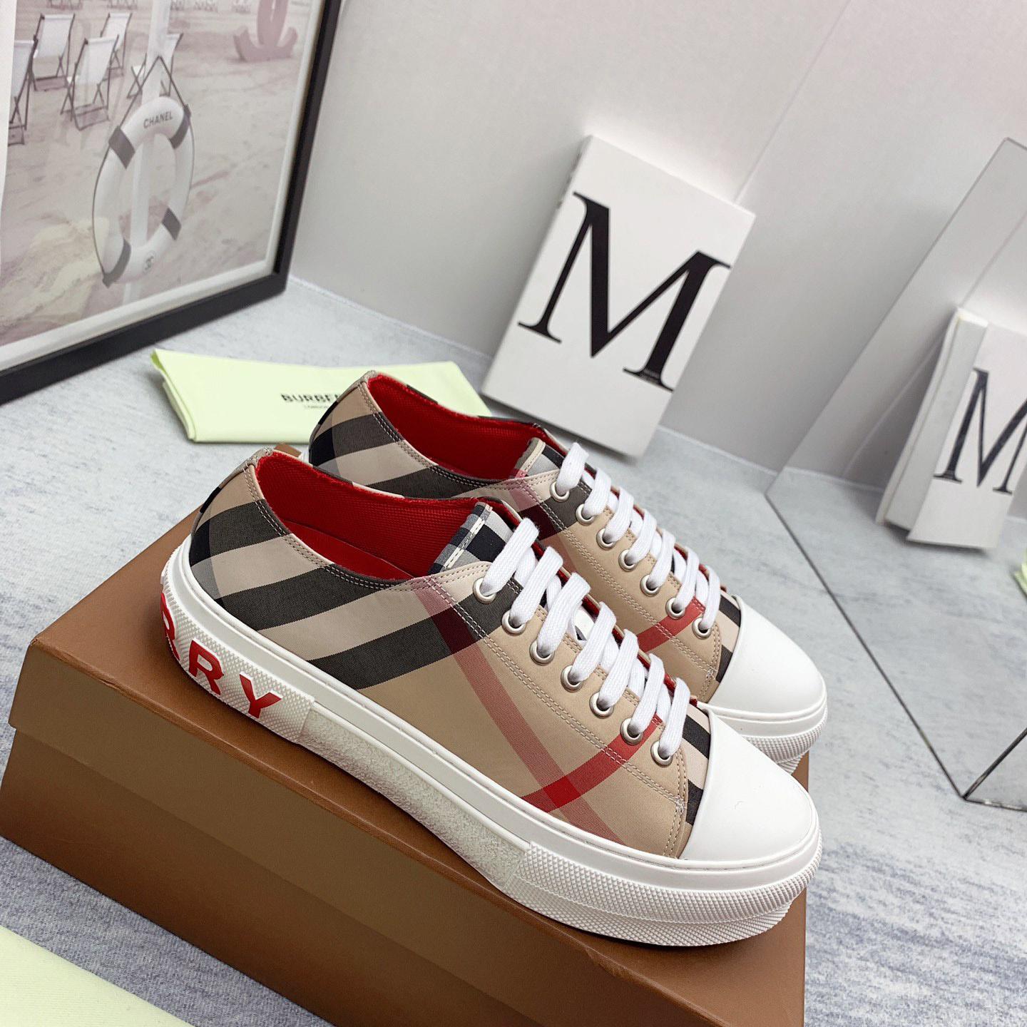 Burberry Check Cotton Sneakers - DopestKickz