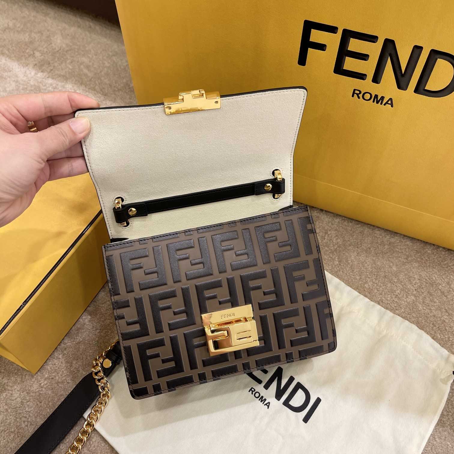 Fendi Kan U Small Brown Leather Mini-Bag(19-13-9cm) - DopestKickz