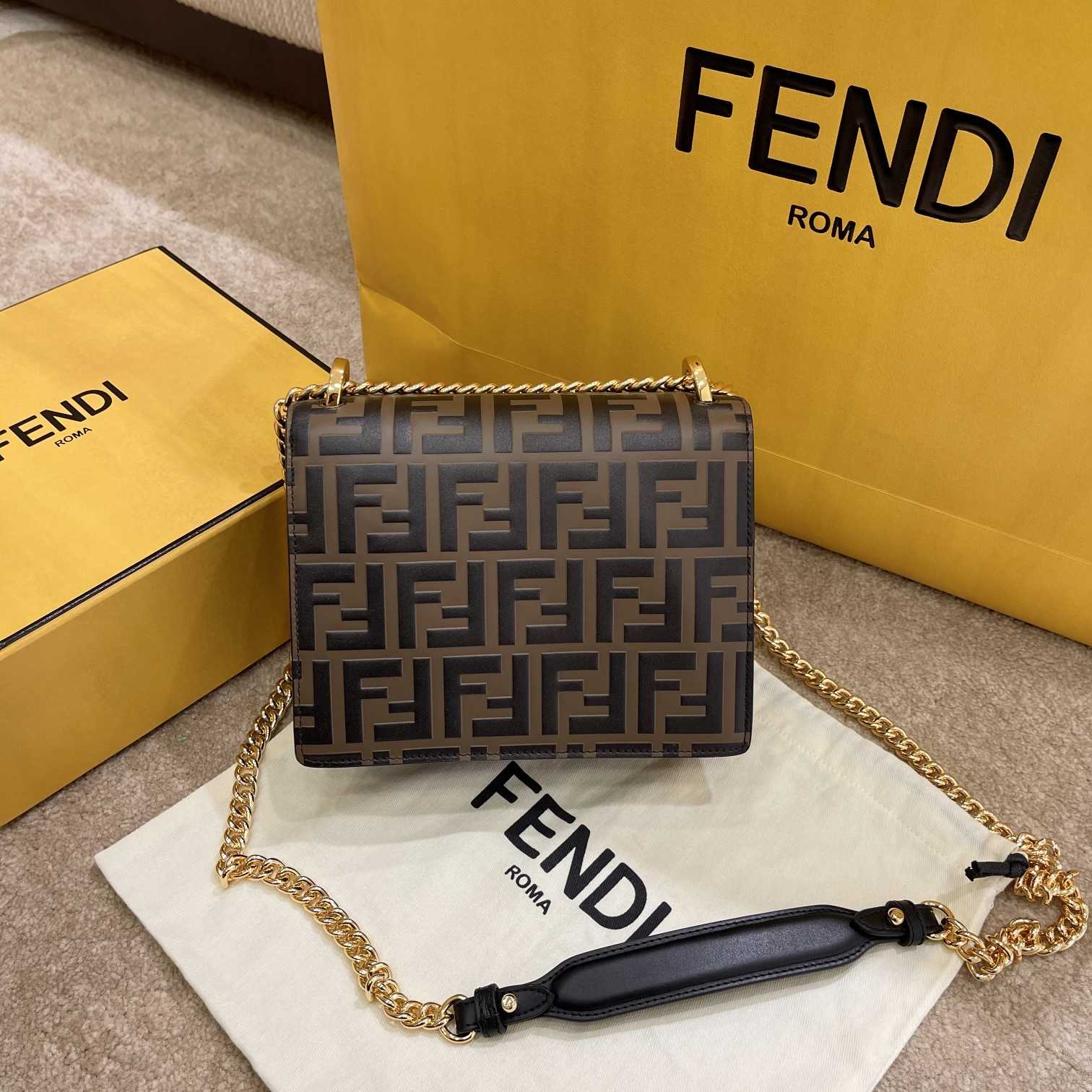 Fendi Kan U Small Brown Leather Mini-Bag(19-13-9cm) - DopestKickz