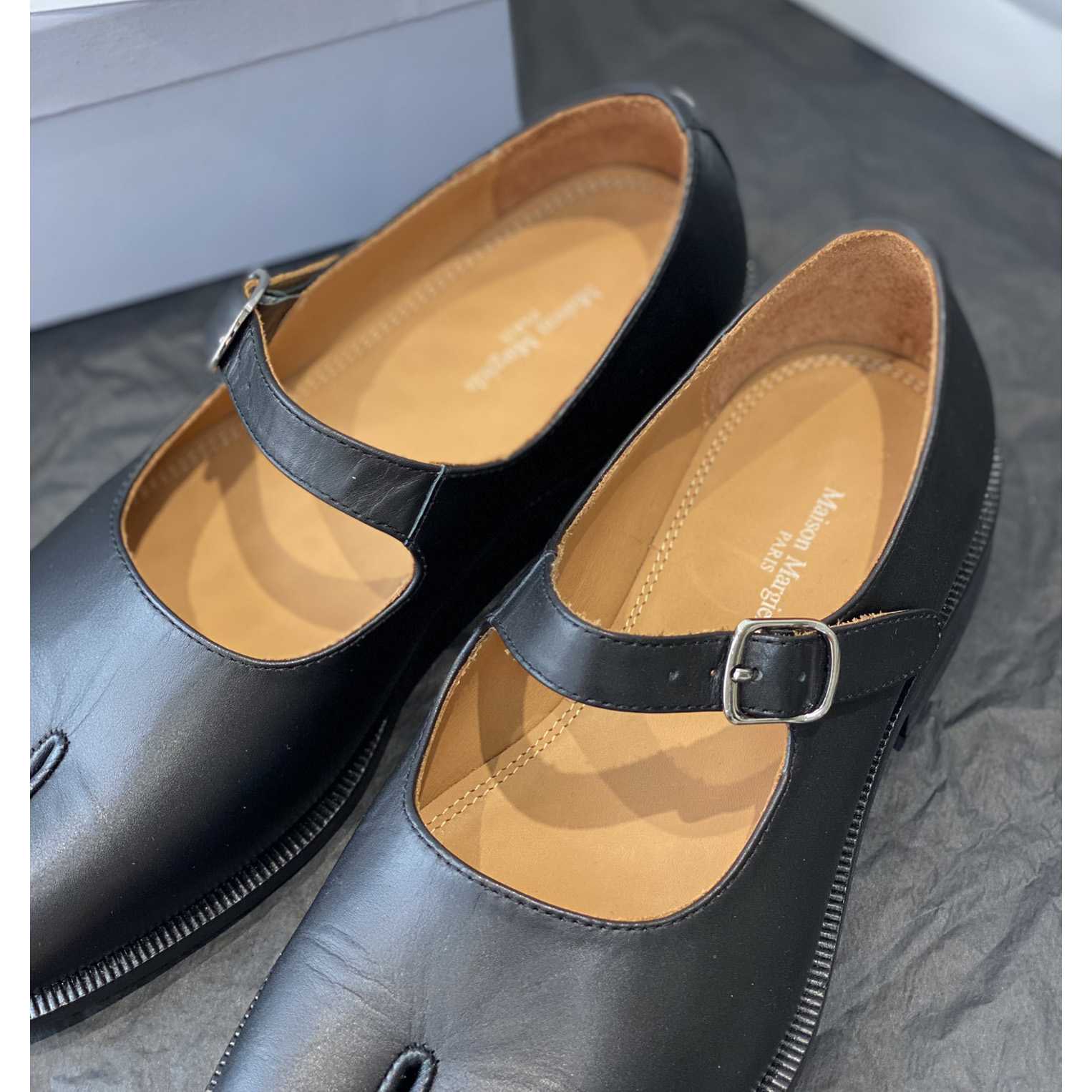 Maison Margiela Tabi Leather Mary Jane Shoes - DopestKickz