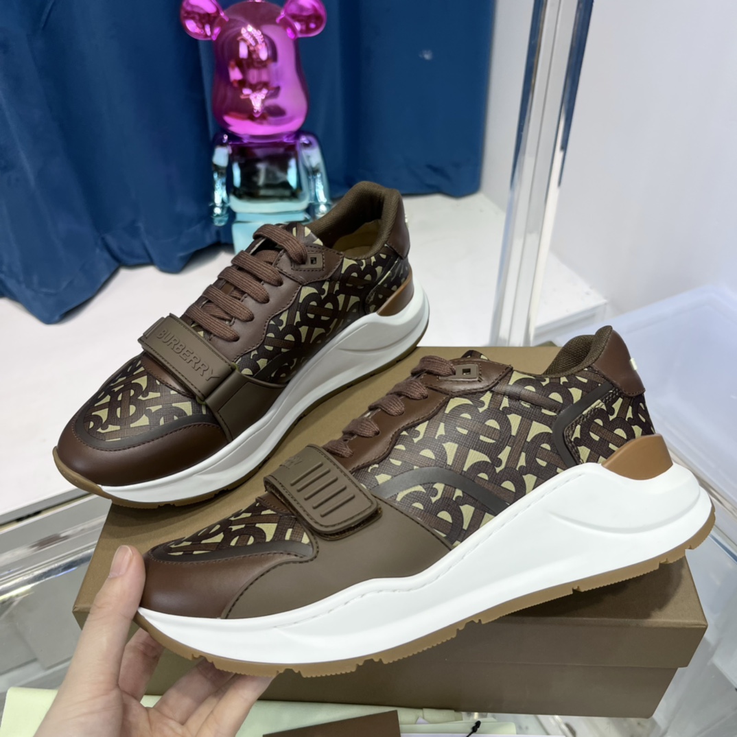 Burberry Monogram Nylon And Leather Sneakers - DopestKickz
