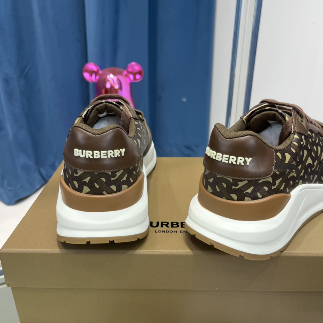 Burberry Monogram Nylon And Leather Sneakers - DopestKickz
