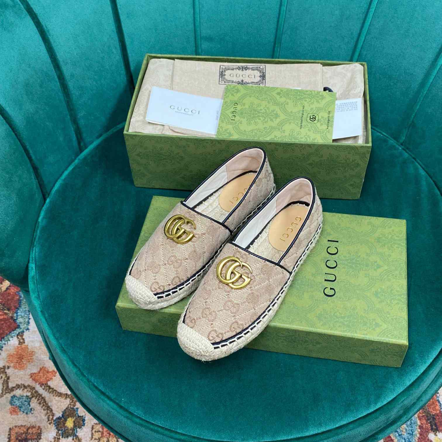 Gucci Women's GG Matelassé Canvas Espadrille - DopestKickz