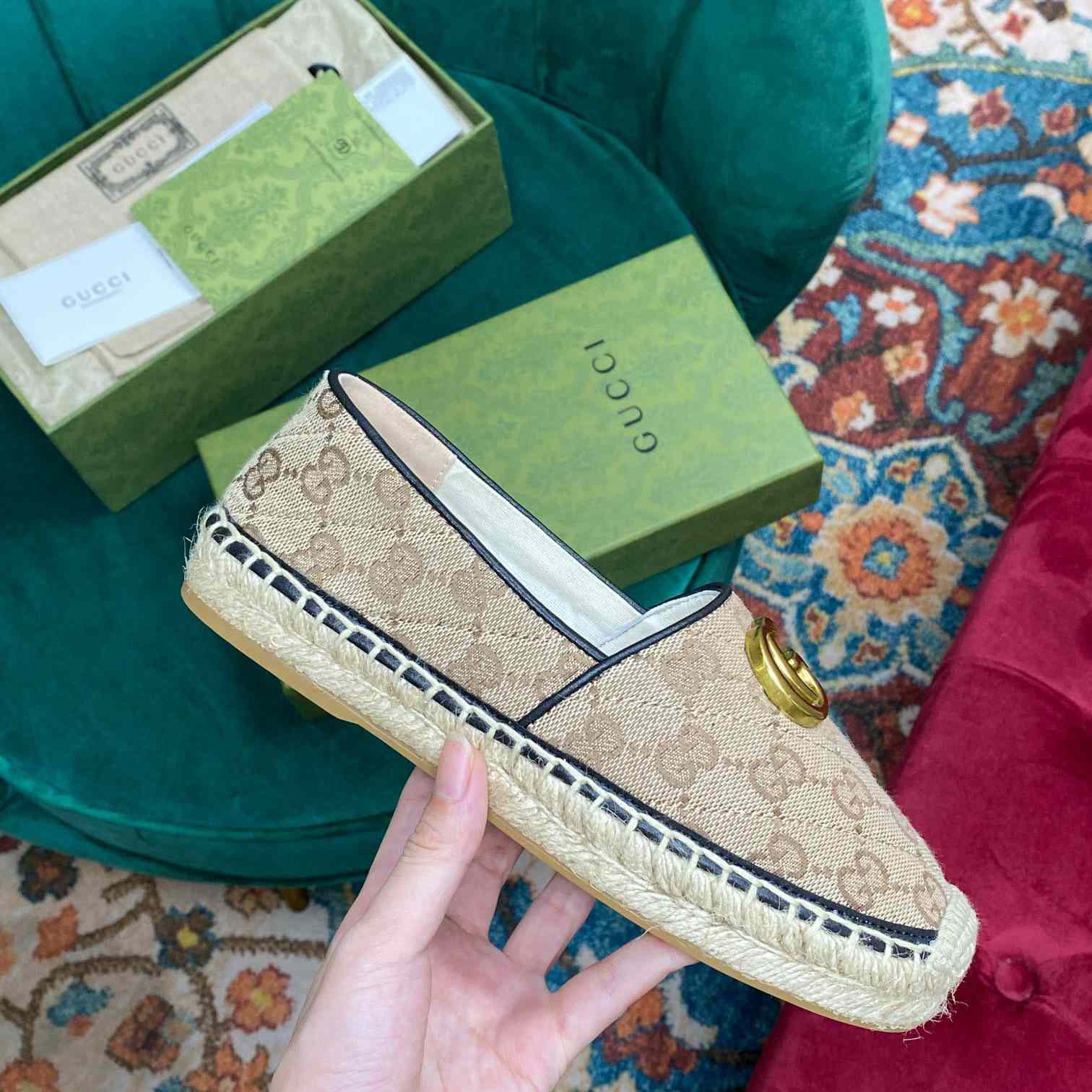 Gucci Women's GG Matelassé Canvas Espadrille - DopestKickz
