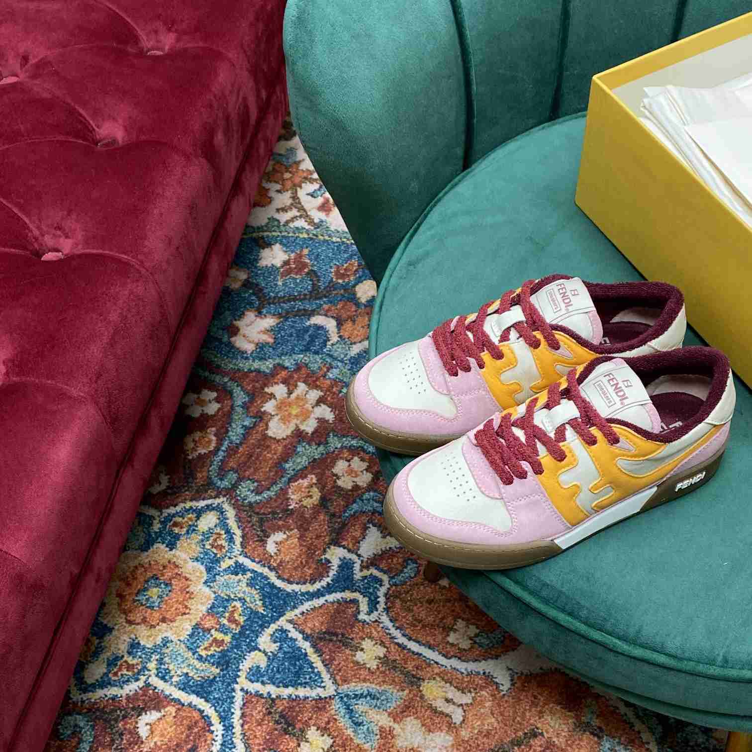 Fendi Match Pink Suede Low-Tops Sneakers  - DopestKickz
