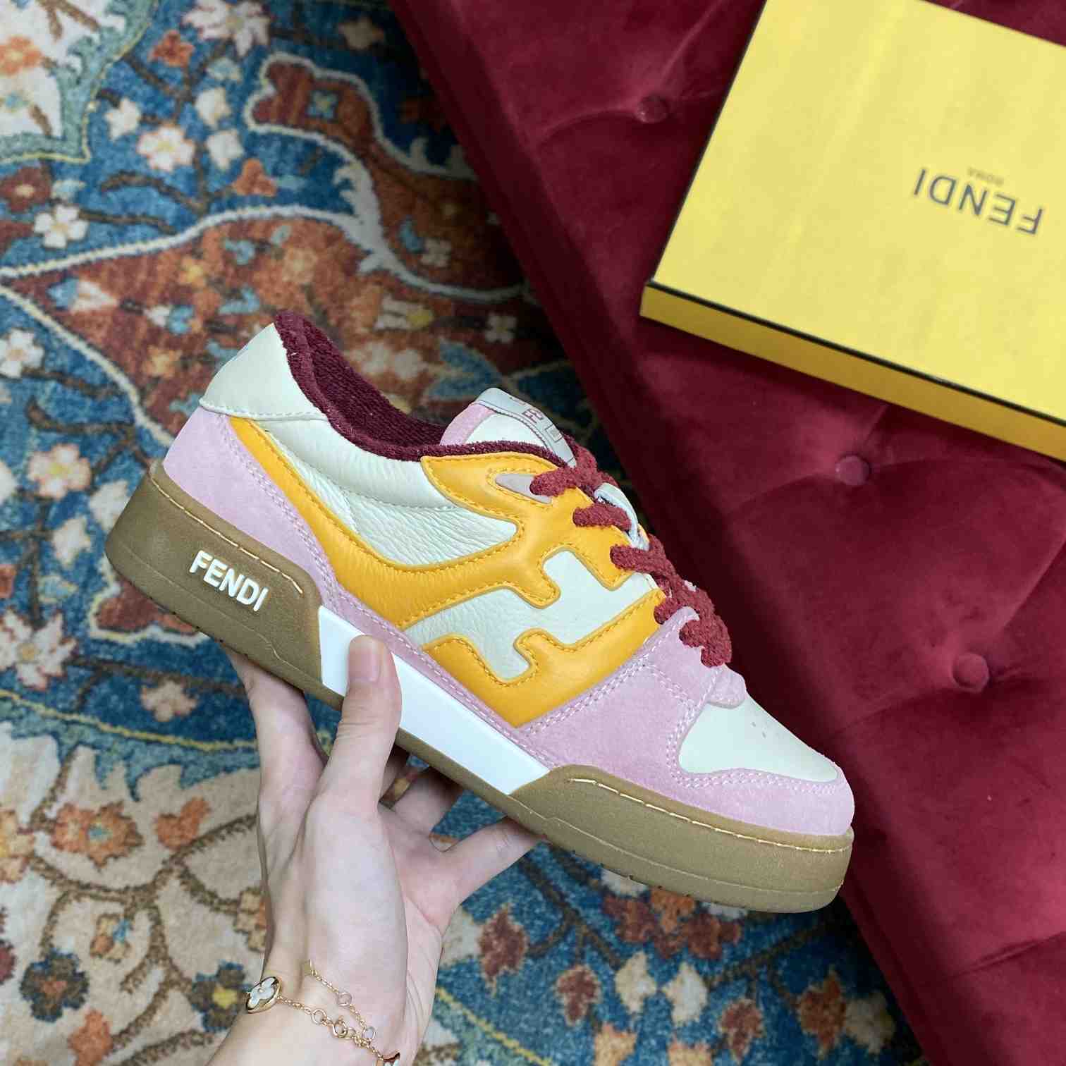 Fendi Match Pink Suede Low-Tops Sneakers  - DopestKickz