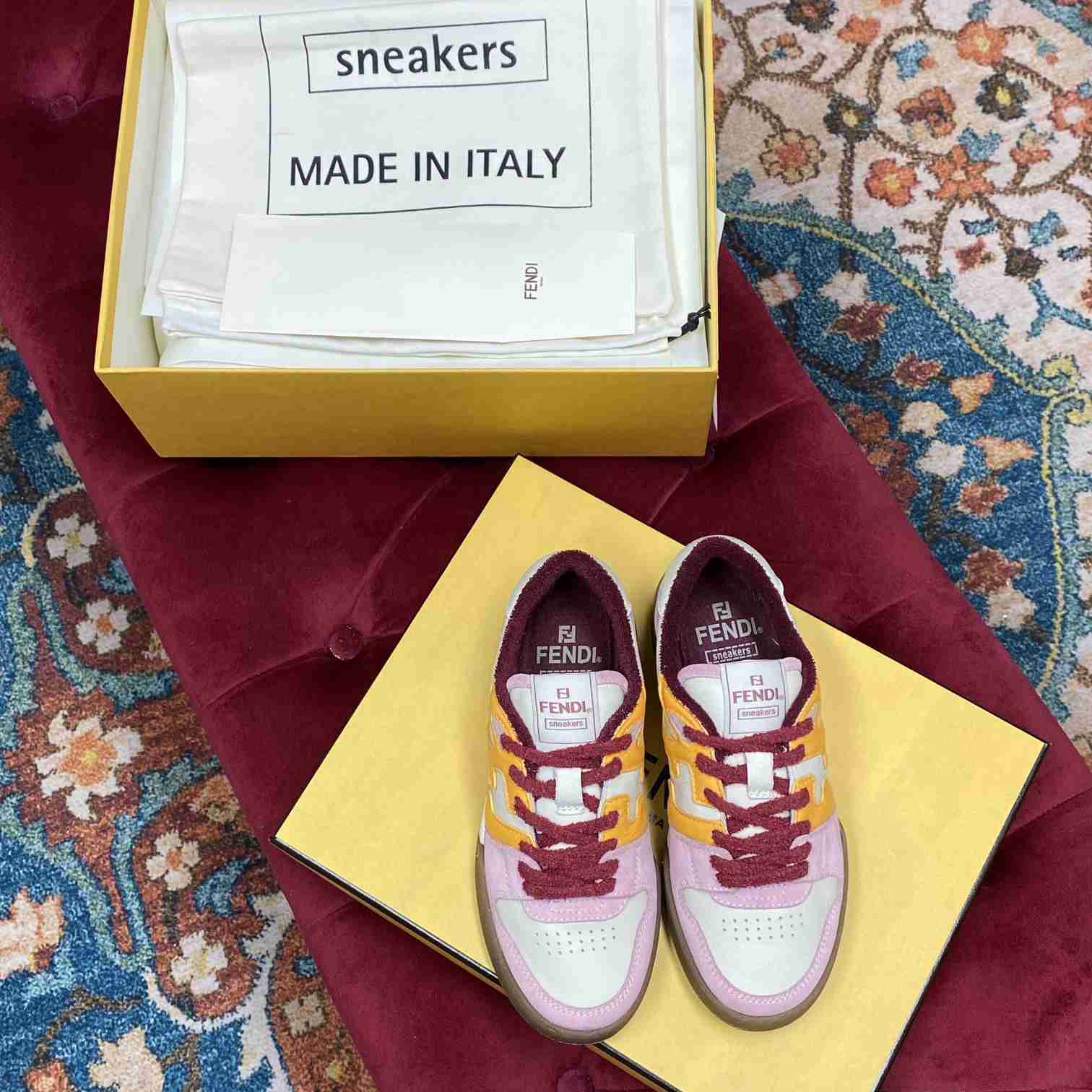 Fendi Match Pink Suede Low-Tops Sneakers  - DopestKickz