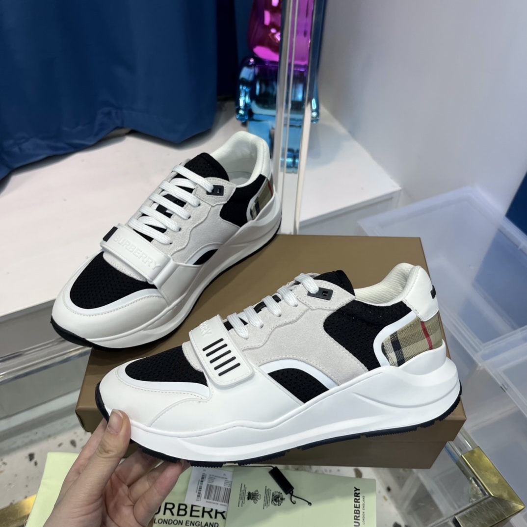 Burberry Mesh, Suede And Vintage Check Cotton Sneakers - DopestKickz