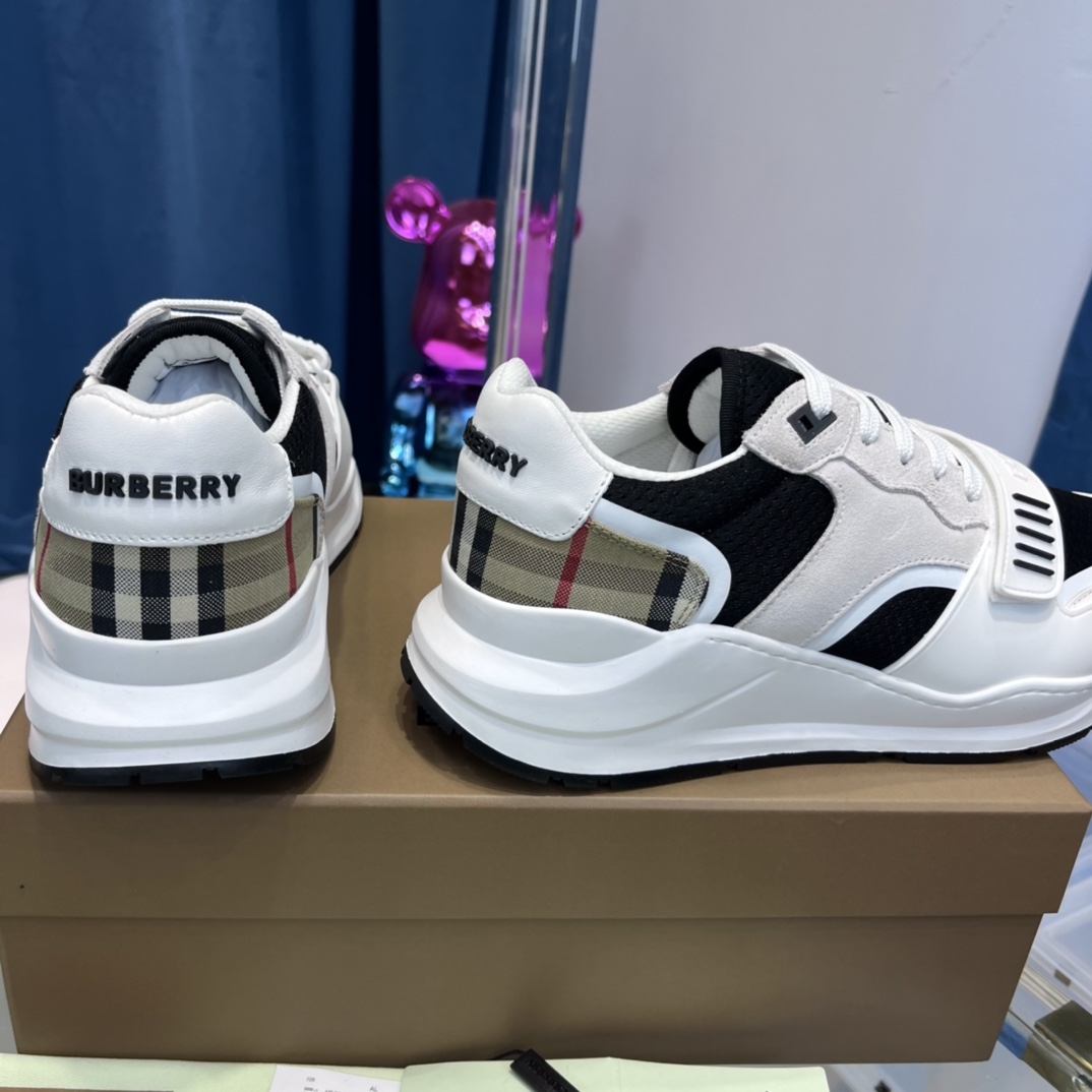 Burberry Mesh, Suede And Vintage Check Cotton Sneakers - DopestKickz