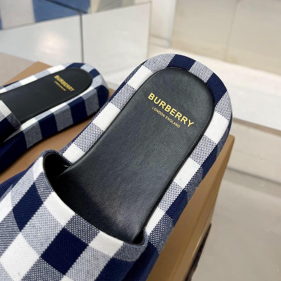 Burberry Check Cotton Slides - DopestKickz