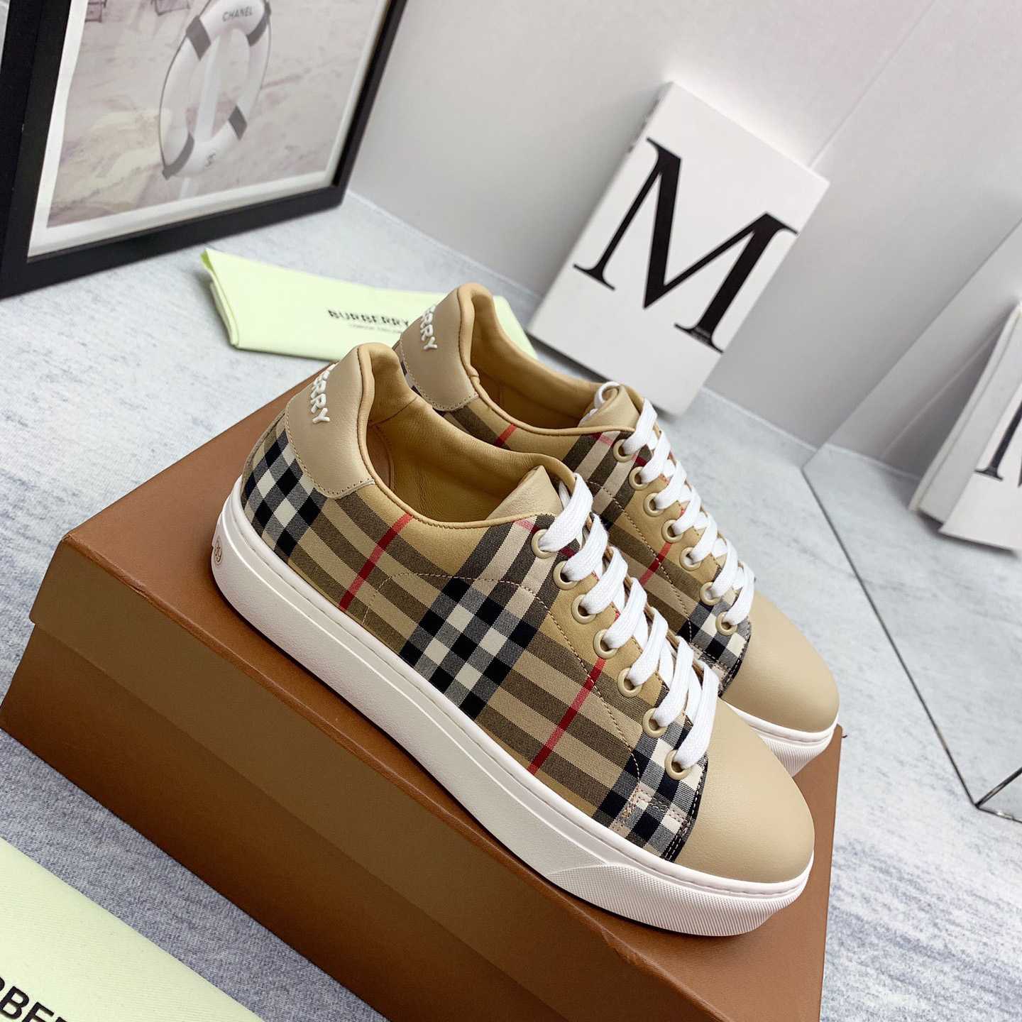 Burberry Vintage Check and Leather Sneakers - DopestKickz