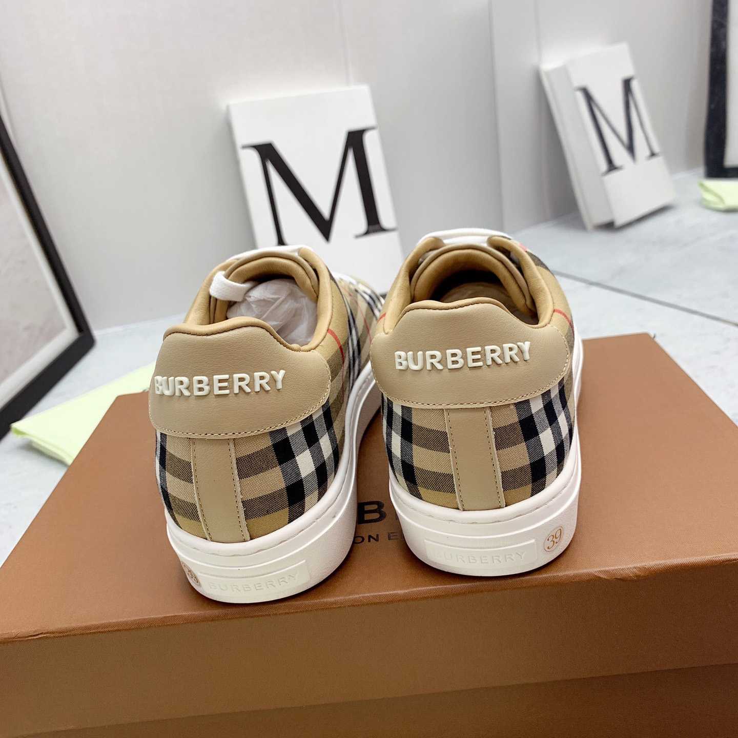 Burberry Vintage Check and Leather Sneakers - DopestKickz