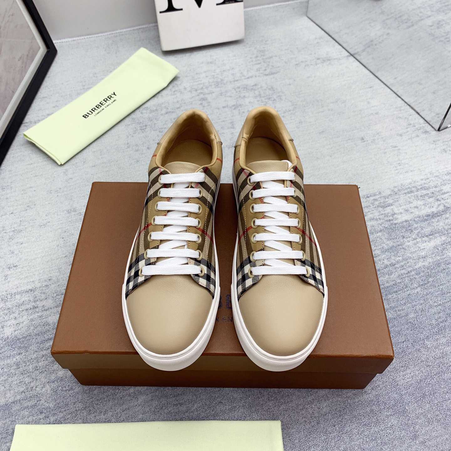 Burberry Vintage Check and Leather Sneakers - DopestKickz