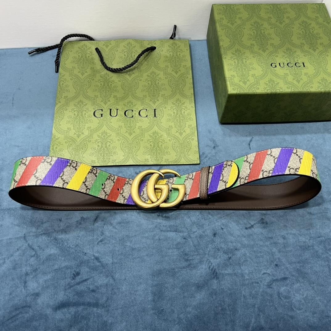 Gucci Striped Belt With Double G - DopestKickz