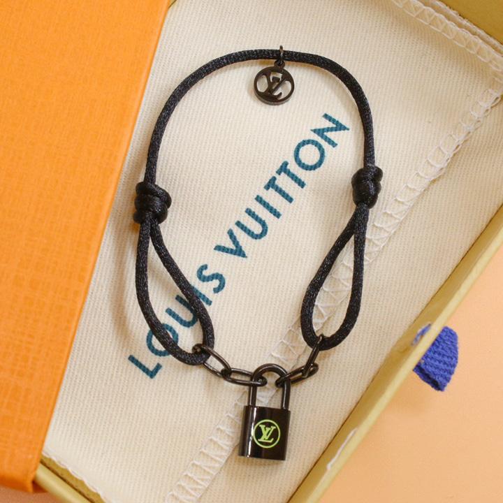 Louis Vuitton  Silver Lockit X Virgil Abloh Bracelet, Black Titanium     Q05270 - DopestKickz