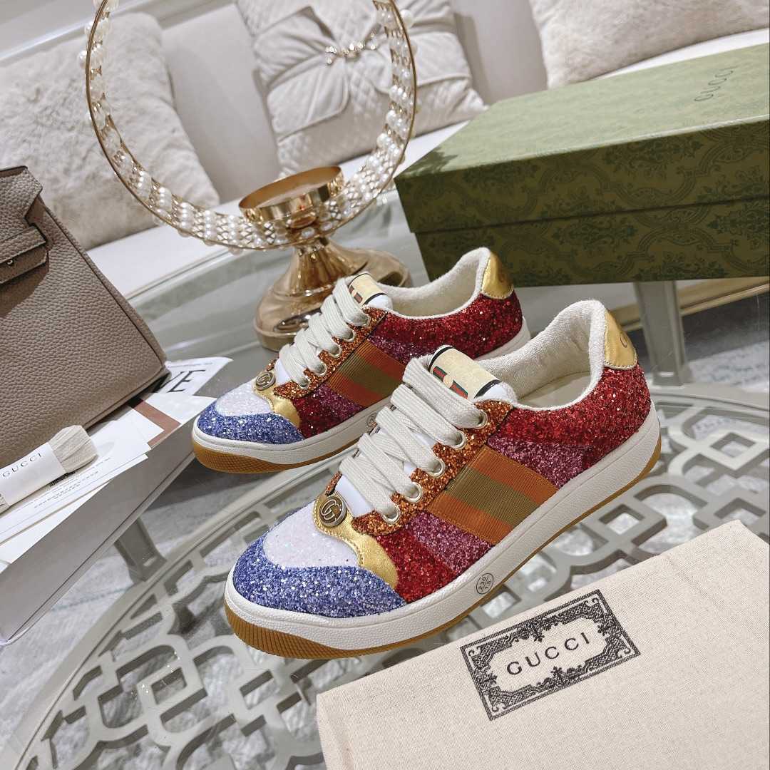 Gucci Lovelight Screener Sneaker With Glitter - DopestKickz
