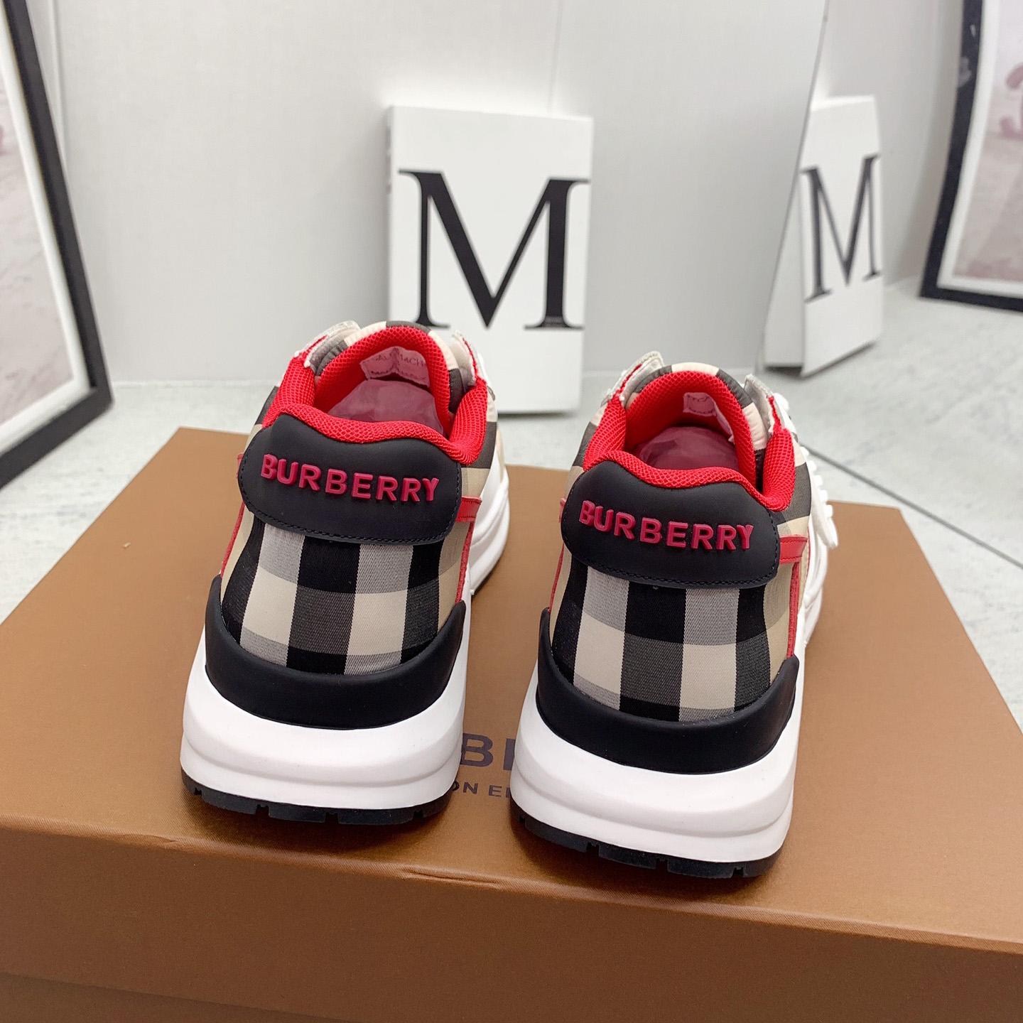 Burberry Check Nylon And Leather Sneakers - DopestKickz