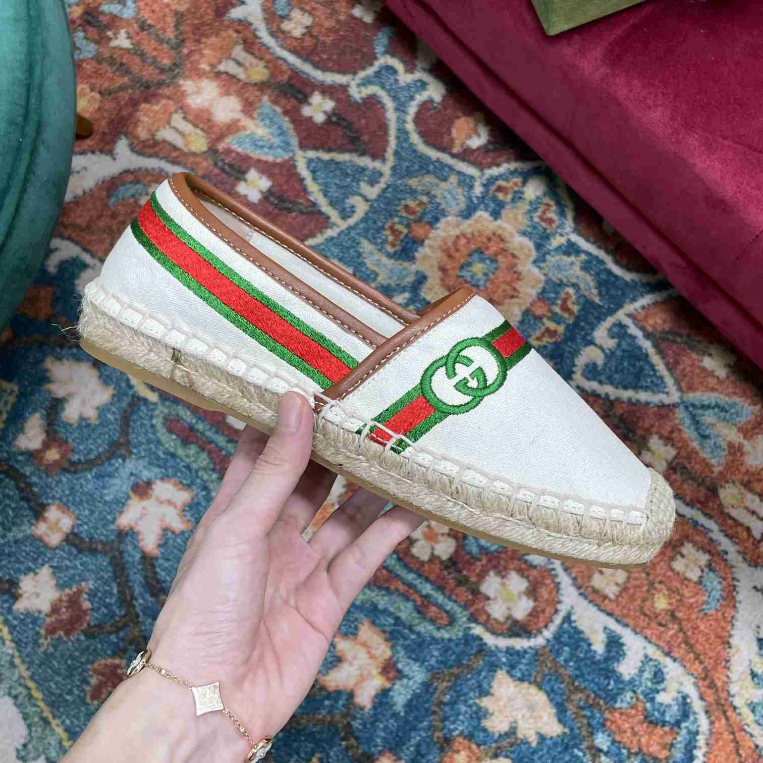Gucci Embroidered Canvas & Leather Espadrille - DopestKickz