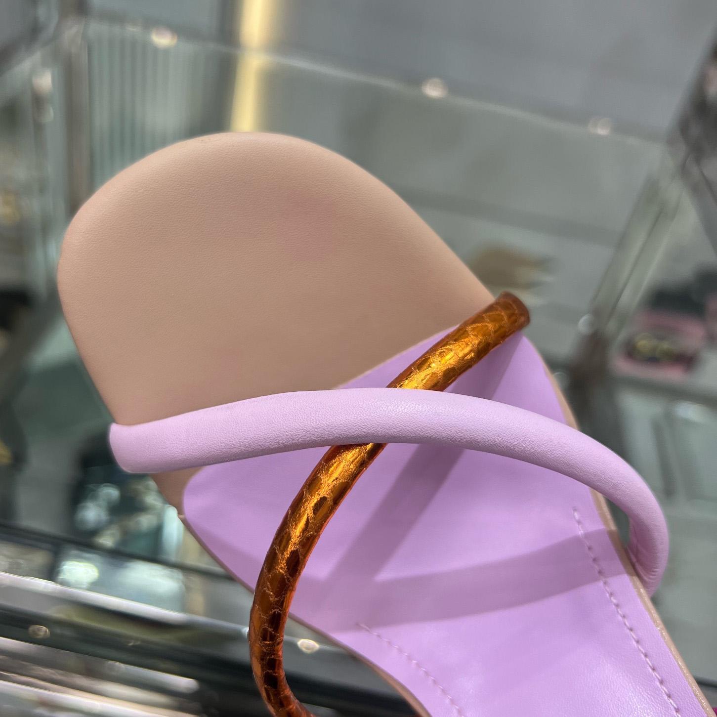 Fendi First Pink Nappa Leather High-Heeled Sandals - DopestKickz