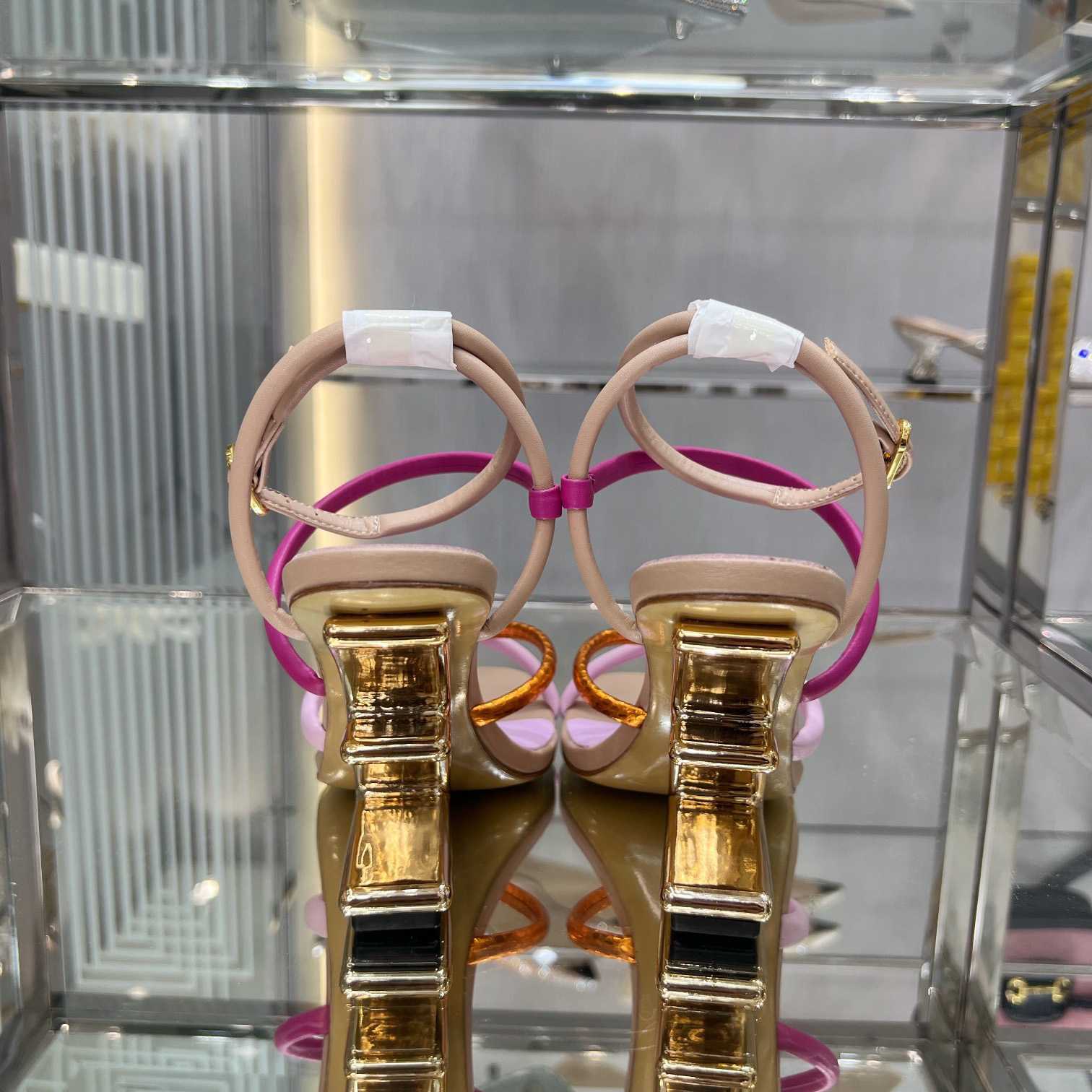 Fendi First Pink Nappa Leather High-Heeled Sandals - DopestKickz
