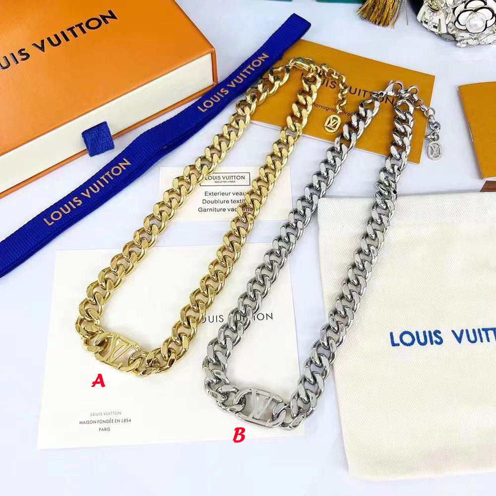 Louis Vuitton Chain Links Patches Necklace - DopestKickz