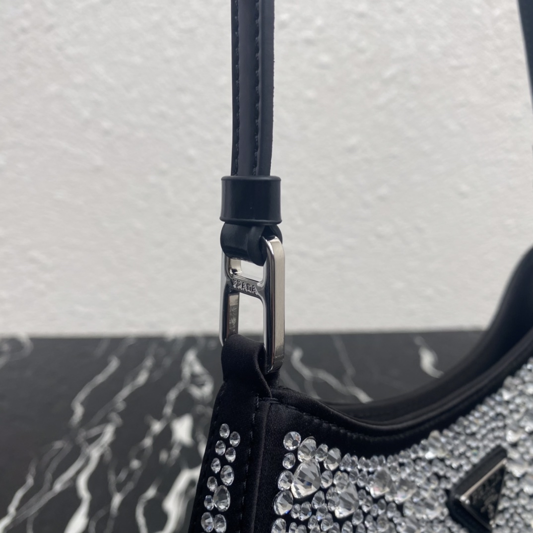 Prada Cleo Satin Bag With Crystals(22-18.5-4.5CM) - DopestKickz
