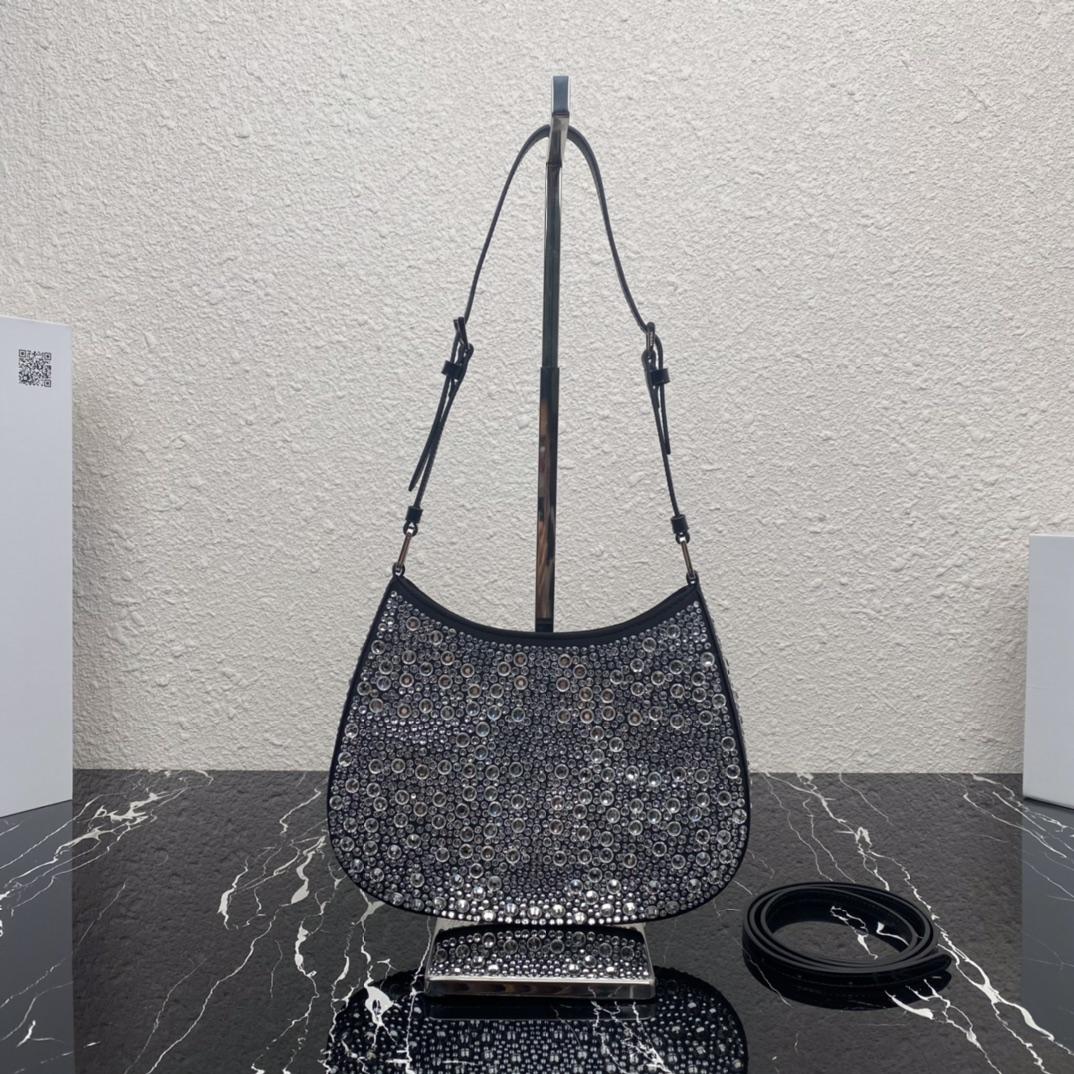 Prada Cleo Satin Bag With Crystals(22-18.5-4.5CM) - DopestKickz