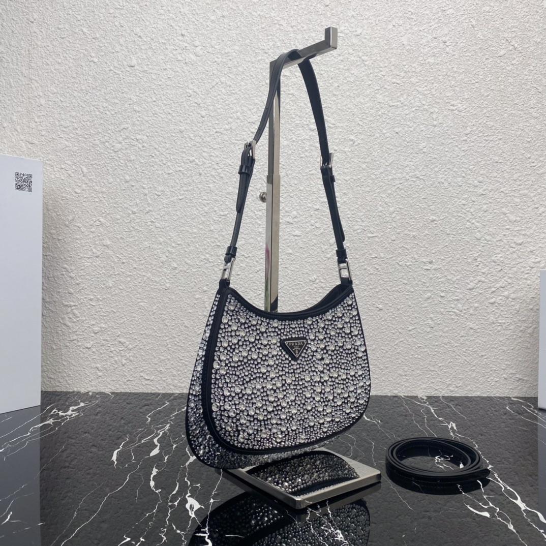 Prada Cleo Satin Bag With Crystals(22-18.5-4.5CM) - DopestKickz