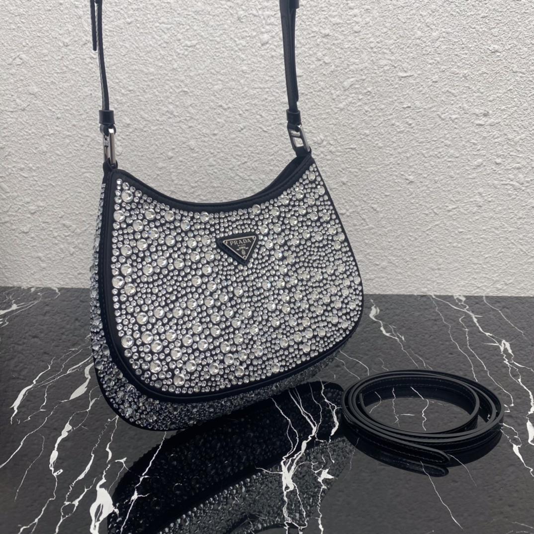 Prada Cleo Satin Bag With Crystals(22-18.5-4.5CM) - DopestKickz