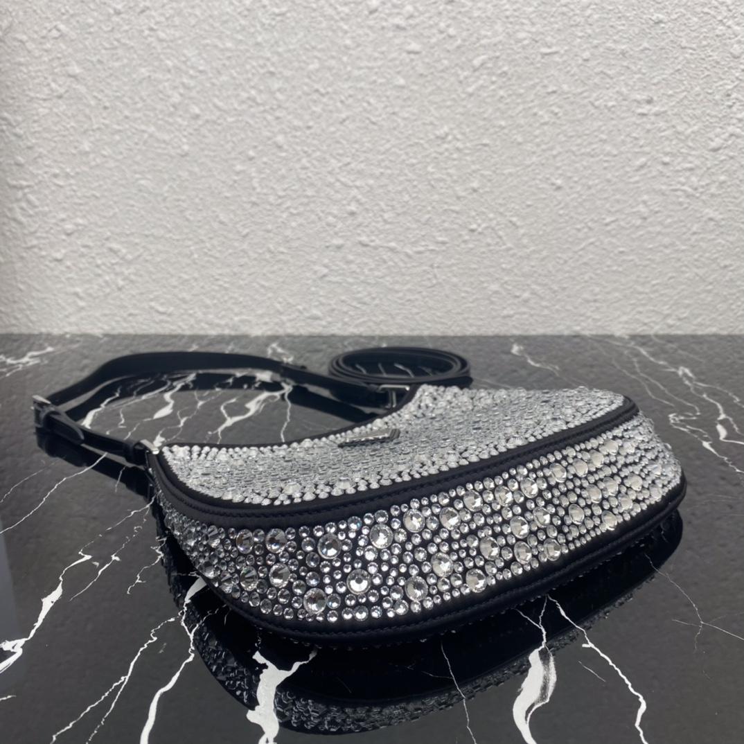 Prada Cleo Satin Bag With Crystals(22-18.5-4.5CM) - DopestKickz