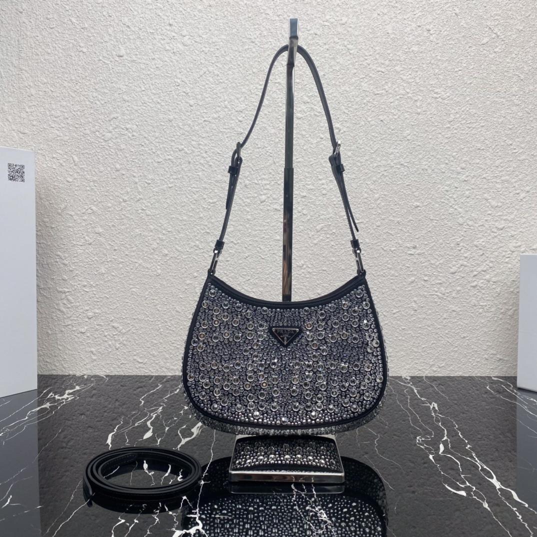 Prada Cleo Satin Bag With Crystals(22-18.5-4.5CM) - DopestKickz