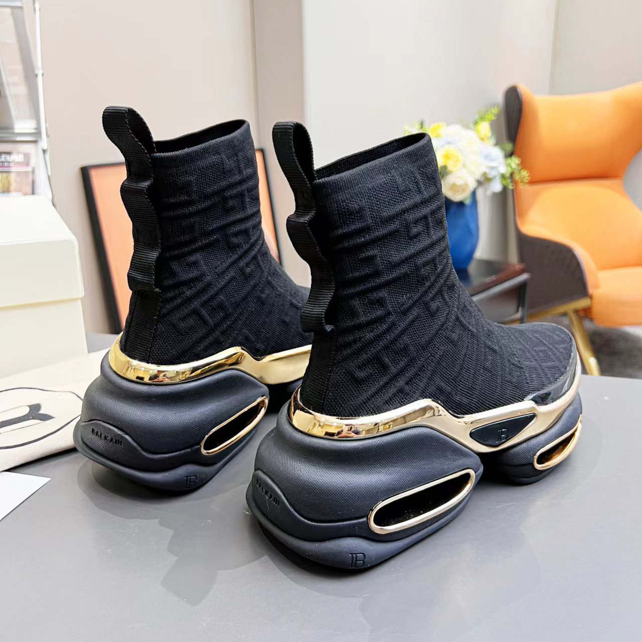 Balmain Kknit And Suede B-Bold High-Top Sneakers - DopestKickz