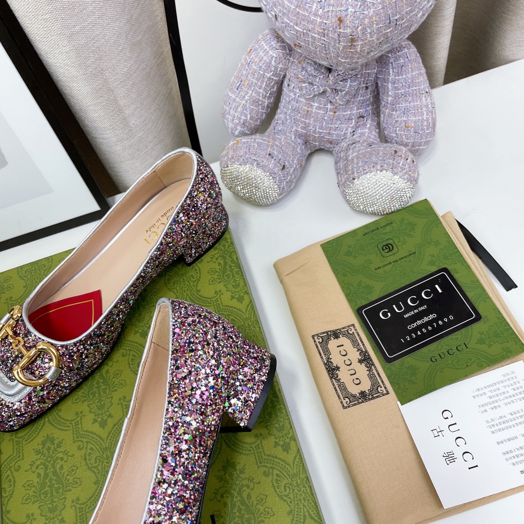 Gucci Lovelight Crystal Ballet Flat With Horsebit - DopestKickz
