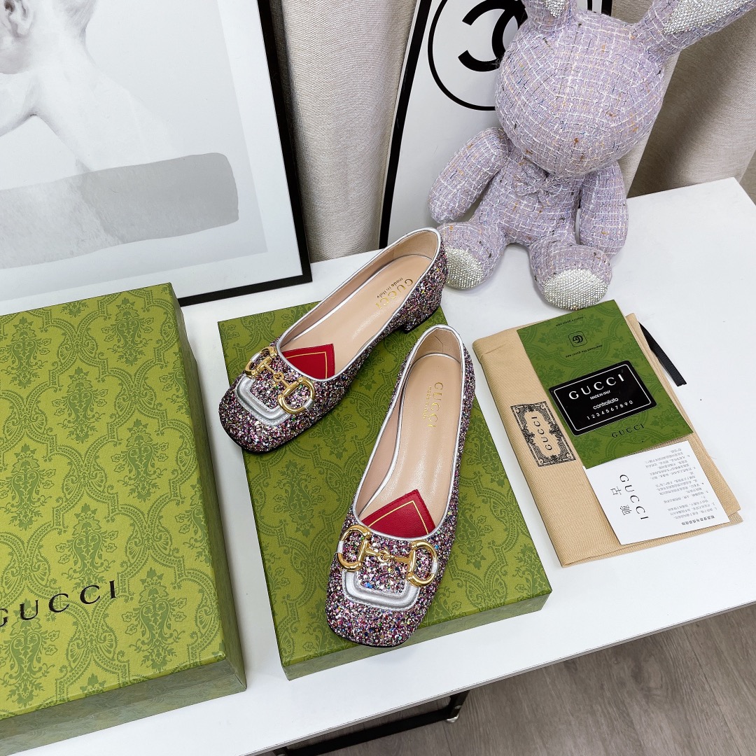 Gucci Lovelight Crystal Ballet Flat With Horsebit - DopestKickz